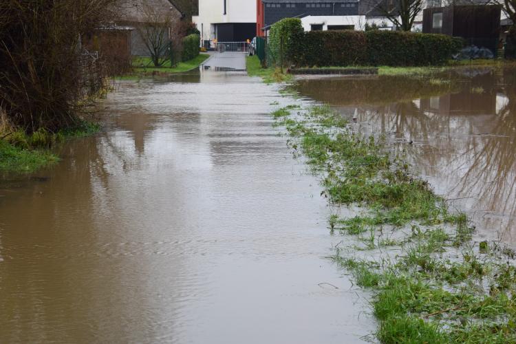 overstroming Maaimeersbeek in Affligem op zaterdag 25 januari